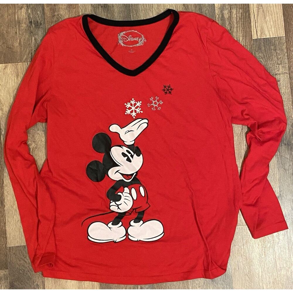 Disney Collection Christmas Winter Mickey Mouse Sleep Shirt XL - Picture 1 of 5